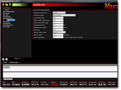 MaxxECU MTune launch control inställningar